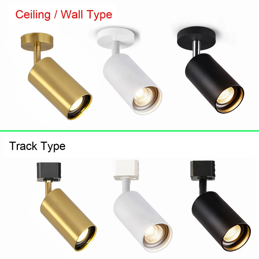 Golden Vintage Industrial Wall Sconce Light - GU10, Surface Mounted, Rotatable Ceiling Track